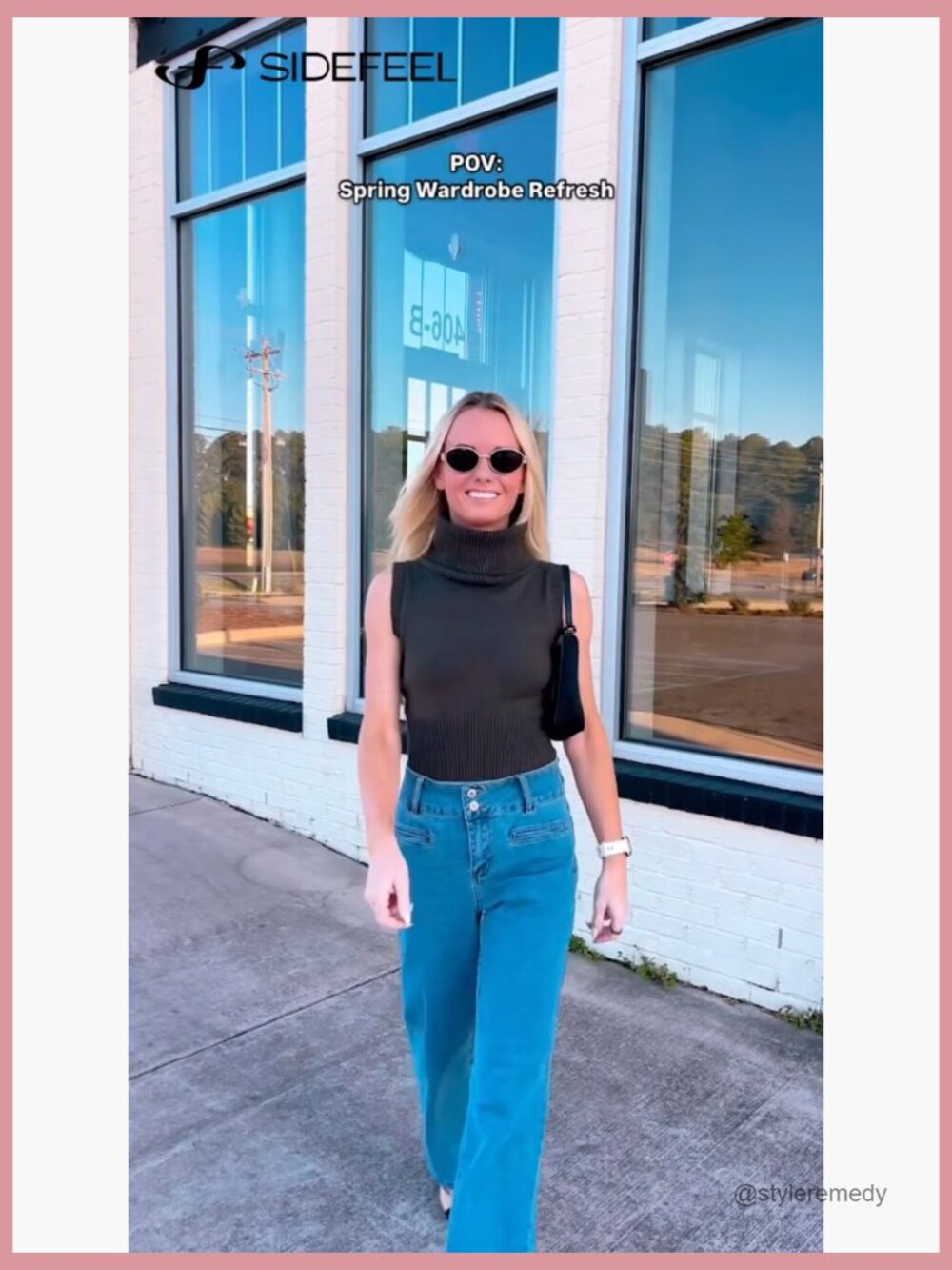 High Waisted Straight Leg Stretchy Jeans Wide Leg Denim Pants with Pockets - Picture 7 of 7